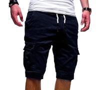 Cargo Short Homme été Coton Shorts et Bermuda Pantacourt Casual Multi Poches Respirant Pantacourt Hommes Pas Cher Short de Sport Taille Élastique Court Pantalon avec Cordon de Serrage