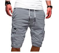 Cargo Short Homme été Coton Shorts et Bermuda Pantacourt Casual Multi Poches Respirant Pantacourt Hommes Pas Cher Short de Sport Taille Élastique Court Pantalon avec Cordon de Serrage