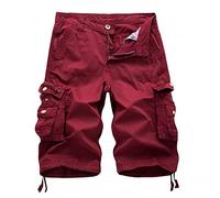 Cargo Short Homme été Coton Shorts et Bermuda Pantacourt Casual Multi Poches Respirant Pantacourt Hommes Pas Cher Short de Sport Taille Élastique Court Pantalon avec Cordon de Serrage