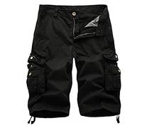 Cargo Short Homme été Coton Shorts et Bermuda Pantacourt Casual Multi Poches Respirant Pantacourt Hommes Pas Cher Short de Sport Taille Élastique Court Pantalon avec Cordon de Serrage