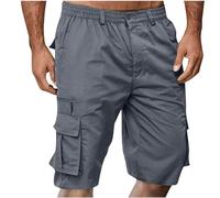 Cargo Short Homme été Coton Shorts et Bermuda Pantacourt Casual Multi Poches Respirant Pantacourt Hommes Pas Cher Short de Sport Taille Élastique Court Pantalon avec Cordon de Serrage