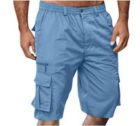 Cargo Short Homme été Coton Shorts et Bermuda Pantacourt Casual Multi Poches Respirant Pantacourt Hommes Pas Cher Short de Sport Taille Élastique Court Pantalon avec Cordon de Serrage