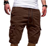 Cargo Short Homme été Coton Shorts et Bermuda Pantacourt Casual Multi Poches Respirant Pantacourt Hommes Pas Cher Short de Sport Taille Élastique Court Pantalon avec Cordon de Serrage