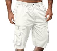 Cargo Short Homme été Coton Shorts et Bermuda Pantacourt Casual Multi Poches Respirant Pantacourt Hommes Pas Cher Short de Sport Taille Élastique Court Pantalon avec Cordon de Serrage