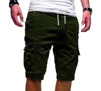 Cargo Short Homme été Coton Shorts et Bermuda Pantacourt Casual Multi Poches Respirant Pantacourt Hommes Pas Cher Short de Sport Taille Élastique Court Pantalon avec Cordon de Serrage