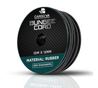 CARGO VA Intelligent Vehicle Accessories Corde en Caoutchouc 12 mm 10 m Noir - Corde Extensible 80%, Corde de Serrage Résistante aux Intempéries pour Remorque, Voile D'ombrage, Bâche, etc