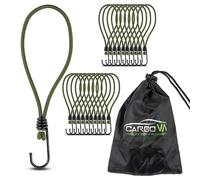 CargoVA® - 20 Tendeur Elastique de Tension avec Crochet et Sac Pratique - Crochets D'extenseur pour Bâches et Filets Vert Olive - Sandow Elastique Longueur 20cm