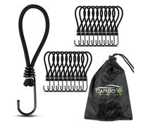 CargoVA® - 20 Tendeur Elastique de Tension avec Crochet et Sac Pratique - Crochets D'extenseur pour Bâches et Filets Vert Olive - Sandow Elastique Longueur 15cm [20 pièces]