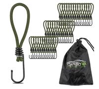 CargoVA® - 40 Tendeur Elastique de Tension avec Crochet et Sac Pratique - Crochets D'extenseur pour Bâches et Filets Vert Olive - Sandow Elastique Longueur 15cm [20 pièces]