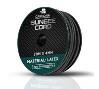 CargoVA - Corde élastique 4mm 20m Noire - Corde Extensible 70% d’élasticité - Corde résistante aux intempéries pour remorques, voiles d'ombrage, bâches, etc.