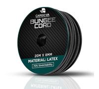 CargoVA - Corde élastique 8mm 20m Noire - Corde Extensible 70% d’élasticité - Corde résistante aux intempéries pour remorques, voiles d'ombrage, bâches, etc.