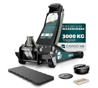 CargoVA Cric hydraulique 3T - Cric plat avec hauteur de levage de 75 à 505 mm - Kit d'outils professionnel avec tapis de genoux et 2 patins en caoutchouc - Idéal pour les SUV et les voitures
