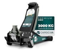 CargoVA Cric hydraulique 3T - Cric Plat avec Hauteur de Levage de 75 à 505 mm - Kit d'outils Professionnel avec Tapis de Genoux et 2 Patins en Caoutchouc - Idéal pour Les SUV et Les Voitures