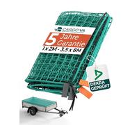 CargoVA - Filet Intelligent pour remorque 1x2M [DEKRA Approuvé] - Filet avec Corde élastique et marquage des Coins - pour Une Fixation Parfaite de la Charge