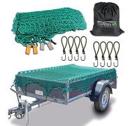 CargoVA - Filet Intelligent pour remorque 2,5x4M [DEKRA Approuvé] - Filet avec Corde élastique, marquage des Coins, Sac et Crochets - pour Une Fixation Parfaite de la Charge