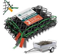 CargoVA - Filet Intelligent pour remorque Extensible 1x2 à 2x3M - Filet élastique Noir avec Corde élastique, 20 Crochets et marquage des Coins - pour Une Fixation Parfaite de la Charge