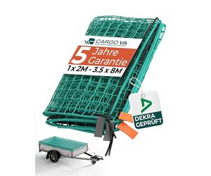 CargoVA® Filets de Remorque 400x300 cm - Filet de remorque avec Corde en Caoutchouc et marquage des Coins - Bache Remorque pour Une Sécurisation Parfaite du Chargement