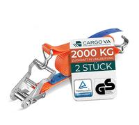 CargoVA® Lot de 2 Sangle a Cliquet Robustes de 2000 kg, Certifiées TÜV/GS et DIN Sangle Arrimage, Largeur 10m, Sangles à Cliquer Idéales pour Les Applications Professionnelles