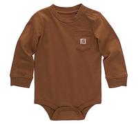 Carhartt - Bodysuit à manches longues avec poche pour bébé unisexe, Marron Carhartt, 9 mois