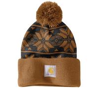 Carhartt Bonnet en tricot jacquard à pompons pour femme, Marron, Taille unique