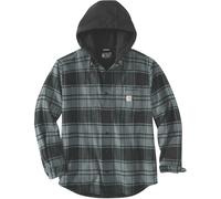 Carhartt Flannel Fleece Lined Hooded Chemise, Gris foncé, Taille S