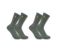 Carhartt Force Midweight Crew Sock 2 Pack Chaussettes de Travail, Olive, L (Lot de 2) Homme