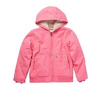 Carhartt Girls' Zip Front Canvas Insulated Hooded Active Jac, Pink Lemonade, Large (14)
