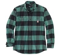 Carhartt Herren Workwear Relaxed Fit Midweight Flannel L/S Plaid Shirt,Slate Green, S