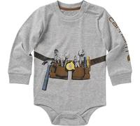 Carhartt Kid's CA6312 Long-Sleeve Toolbelt Bodysuit - Boys - 12 Months - Gray Heather
