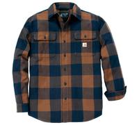 Carhartt Chemise Heavyweight Flannel Plaid Flanelle épaisse manches longues XXL Marron/Bleu foncé