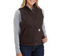 Carhartt Lined Mock Neck Vest Gilet à col Montant doublé en Sherpa, Dark Brown, L aux Femmes