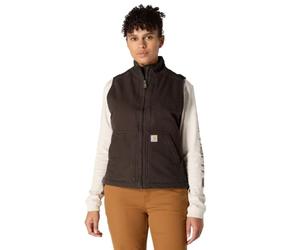 Carhartt Lined Mock Neck Vest Gilet à col Montant doublé en Sherpa, Dark Brown, L aux Femmes