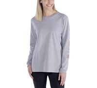 Carhartt Logo Long-Sleeve T-Shirt, Heather Grey, Medium Femme