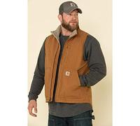 Carhartt Loose Fit Washed Duck Sherpa-Lined Mock-Neck Vest Vêtements d'extérieur de Travail, Beige/Marron, L Grande Taille Tall Homme