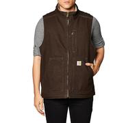 Carhartt Loose Fit Washed Duck Sherpa-Lined Mock-Neck Vest Vêtements d'extérieur Utilitaires de Travail, Marron foncé, X-Large Homme