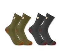 Carhartt Lot de 2 paires de chaussettes mi-hautes avec logo pour homme, Assortiment de 3, Large