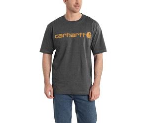 Carhartt Men's Big & Tall Signature Logo Short Sleeve T-Shirt, Carbon Heather, 3X-Large