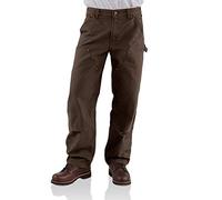 Carhartt Men's Double Front Work Dungaree Washed Duck,Dark Brown,33 x 34