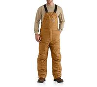 Carhartt Men's Flame Resistant Quick Duck Lined Bib Overall, Brown, 44x30