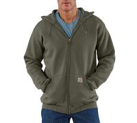 Carhartt Men's Big & Tall Midweight Zip Front Hooded Sweatshirt K122, Moss, X-Large