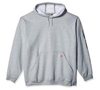 Carhartt Men's Midweight Sleeve Logo Hooded Sweatshirt (Regular and Big & Tall Sizes), Heather Gray/Black, Large/Tall
