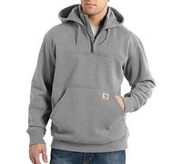 Carhartt Men's Rain Defender Paxton Heavyweight Hooded Zip Mock Neck Sweatshirt,Heather Gray,Medium