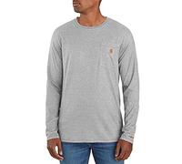 Carhartt Mens T-Shirt Force Relaxed Fit Midweight Long Sleeve Pocket T Shirt, Heather Gray, X-Large US