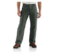 Carhartt Men's Washed Duck Work Dungaree Flannel Lined,Moss,36 x 32
