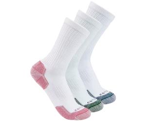 Carhartt Midweight Cotton Blend Crew Chaussettes pour femmes - pack de 3, Blanc, Taille M