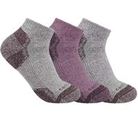 Carhartt Midweight Cotton Blend Low Cut Chaussettes pour femmes - pack de 3, Gris/Rouge, Taille M