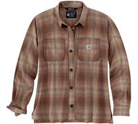 Carhartt Midweight Flannel Chemise pour dames, Marron/blanc, Taille XS