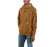 Carhartt Midweight Sleeve Logo Hoodie Sweatshirt à Capuche, Marron, Homme