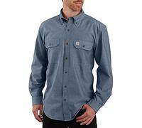 Carhartt Original Fit Long Sleeve Shirt Chemise Longue à Bouton d'utilité Professionnelle, Chambray Bleu Denim, Taille M Homme