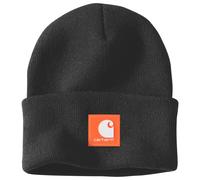Carhartt - Rubber Patch Watch Cap Beanie - Bonnet - One Size - black / worksite orange